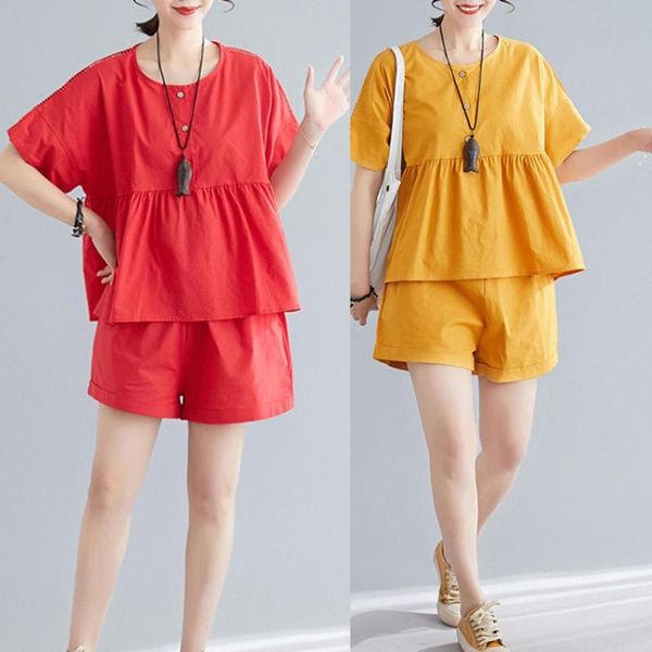 

summer arrival fashion comfortable women solid short sleeve shirt blouse pants 2pcs matching set 2021x1 women's two piece, White