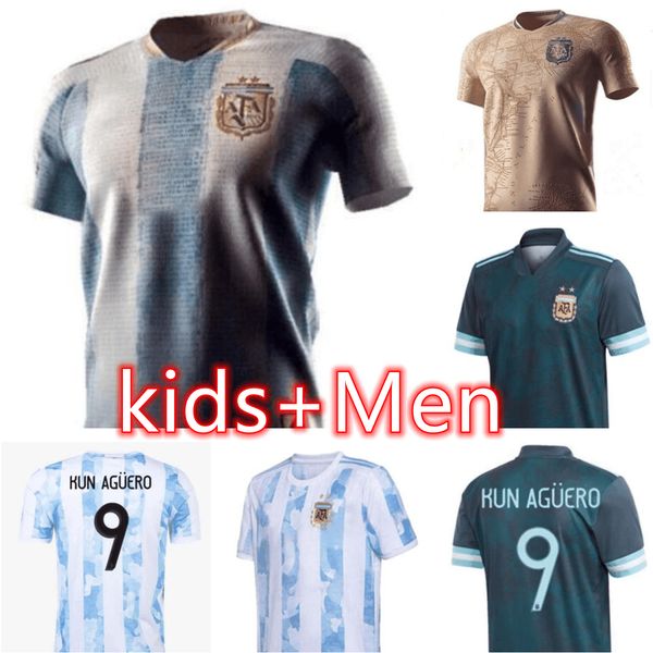 

2020 argentina soccer jersey 20 21 copa away football shirt messi dybala aguero lo celso martinez tagliafico men + kids kit uniforms, Black;yellow