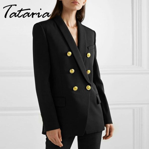 

women's suits & blazers vintage double breasted blazer for women pockets jackets female coat outerwear casual outwear, White;black
