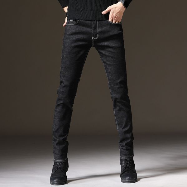 

spring 2021 men's jeans fashion slim korean black casual feet long pants, Blue