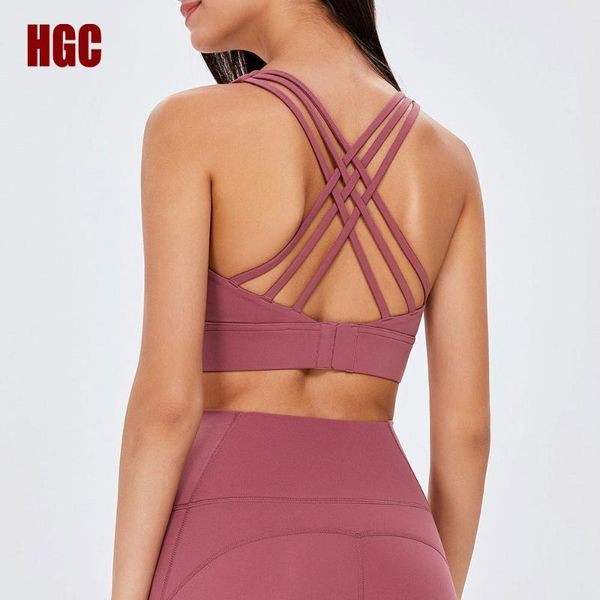 

yoga outfit hgc sports bra high impact back cross women push-up gym underwear workout fitness fit training running vest