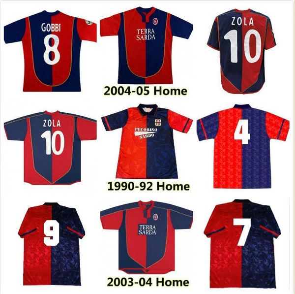 

92 03 04 05 retro cagliari calcio soccer jersey 1990 1992 2003 2004 2005 home joao pedro simeone nainggolan godin red football shirt sdv, Black;yellow