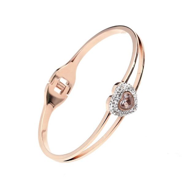 

bangle heart bracelet for women charms cuffs bracelets on hand stainless steel jewelry woman accessories cubic zirconia fashion, Black