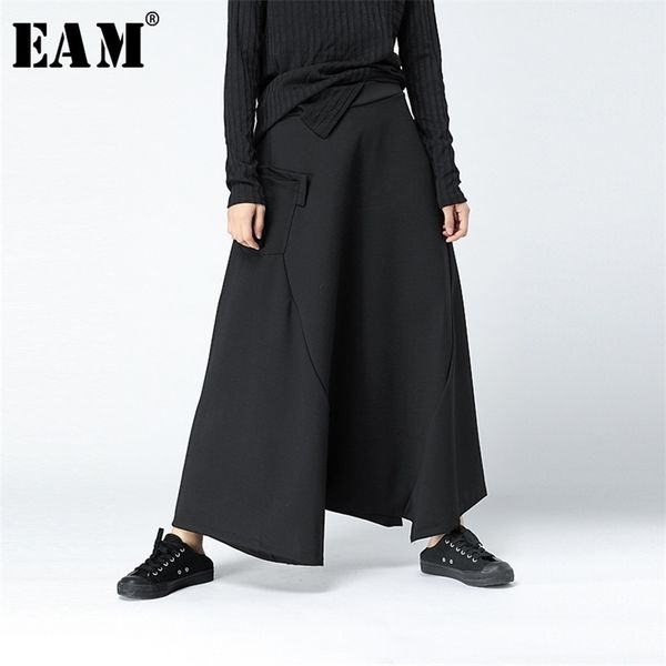 

[eam] spring autumn fashion supper loose hip hop cross-pants personality solid color big size pants woman ya63201 211115, Black;white