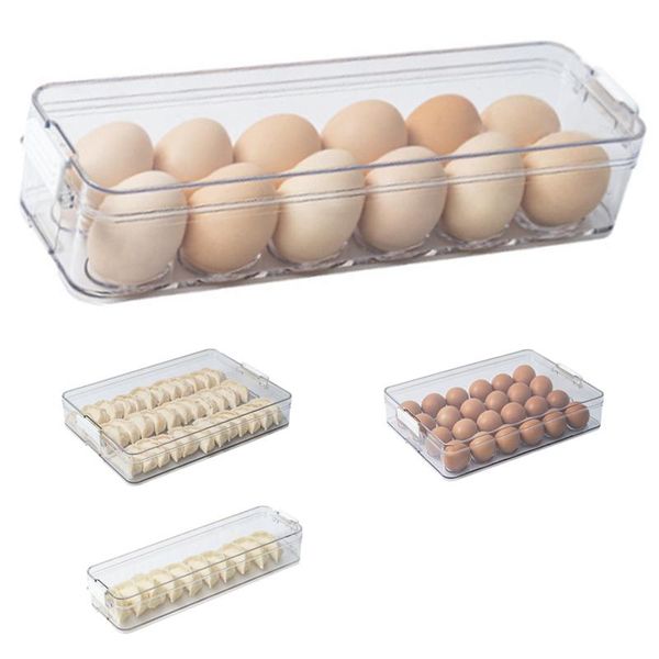 

kitchen organizer plastic dumpling storage box transparent refrigerator container egg bottles & jars