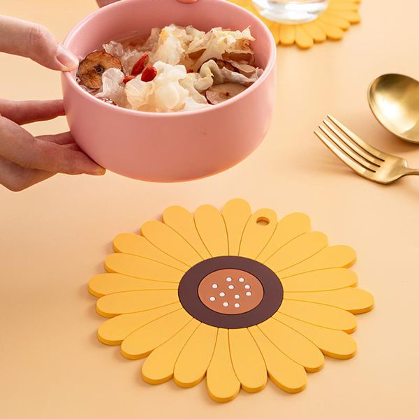 

mats & pads sunflower silicone mat pad drink non slip insulation pot holder placemat for home office desk table kitchen accessories
