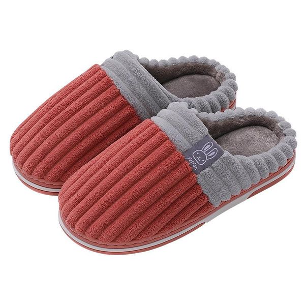

slippers winter slipper soft warm indoor for women men plush home cotton slides couple bedroom drop furry slide, Black