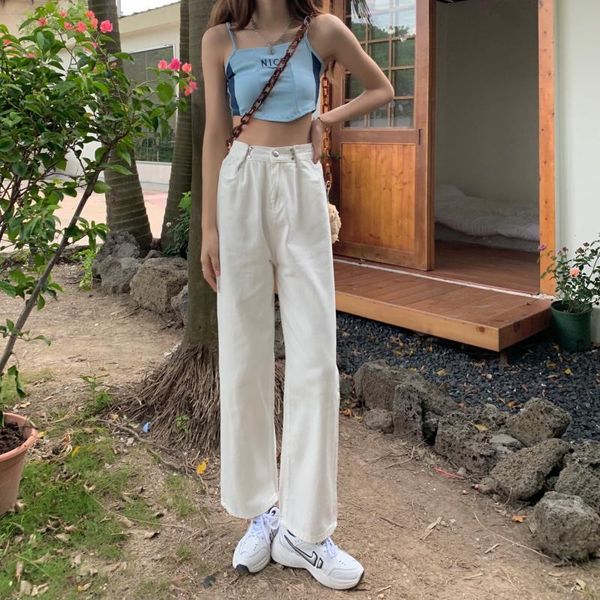 

women's jeans loose street girl y2k high waist pants 2021 european and american color fashion slim retro wide leg women, Blue