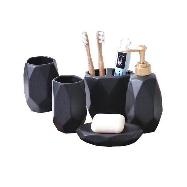 

nordic black frosted bathroom set art modeling ceramic lotion bottle toothbrush holder soap tray creative fashion toiletries bath accessory