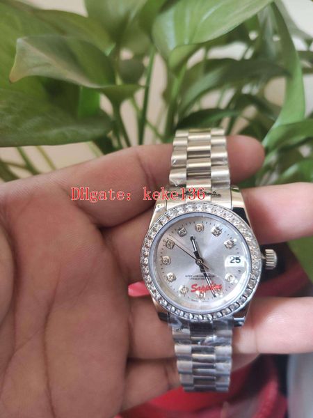 

2 style fashion wristwatches 279384rbr 279384 26mm 31mm 36mm silver dial stainless diamond mechanical automatic ladies women watch watches, Slivery;brown