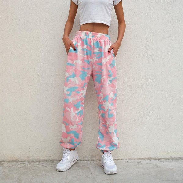 

women's camouflage print casual pants hight waist fashion ladies loose trousers streewear hip hop & capris, Black;white