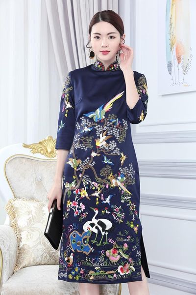 

ethnic clothing chinese style traditional embroidery cheongsam qipao dress, Red