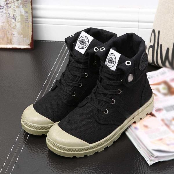 

boots 2021 canvas shoes women palladium style fashion high-military ankle casual female high quality, Black