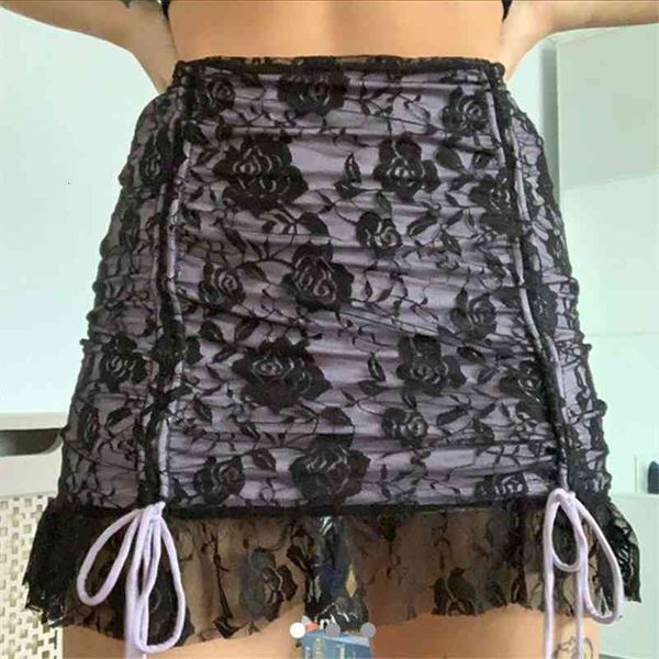 

womens mini skirt casual high waist embroidery mesh bodycon pencil skirt high waist lace trim plaid a-line short party, Black