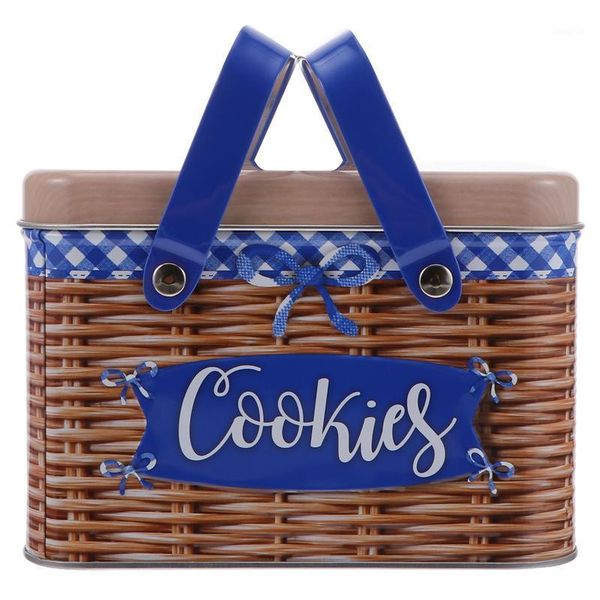 

storage bottles & jars 1pc imitation rattan hand-held cookies box tinplate candy wedding party gift kitchen baking tool