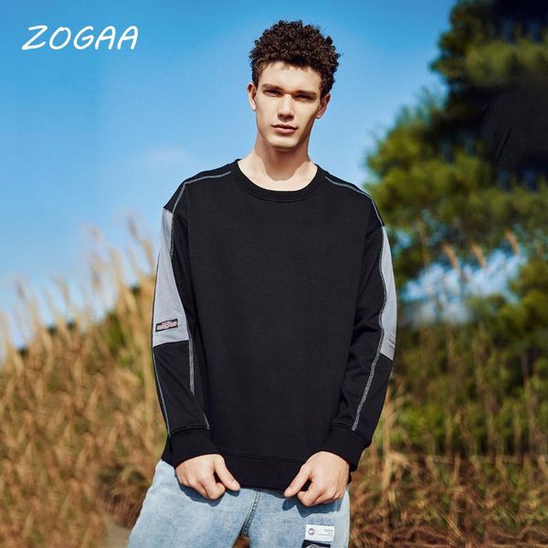 

fashion harajuku hoodie men's brand hip hop sweatshirt round neck autumn long sleeve casual sweatshrits hoodies & sweatshirts, Black