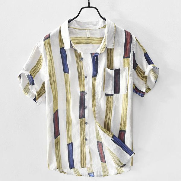 

men's casual shirts men clothing 2021 summer style color striped shirt fashion plus size camisas para hombre, White;black