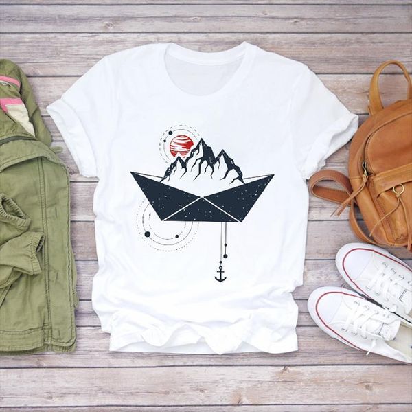 

men short sleeve mountain lake cute holiday print clothes lady t shirts mens shirt ladies graphic female tee, White;black