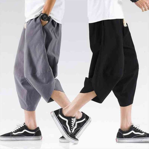 

summer cross streetwear harem male women pants loose chinese style casual fashionable large size 5xl, Black