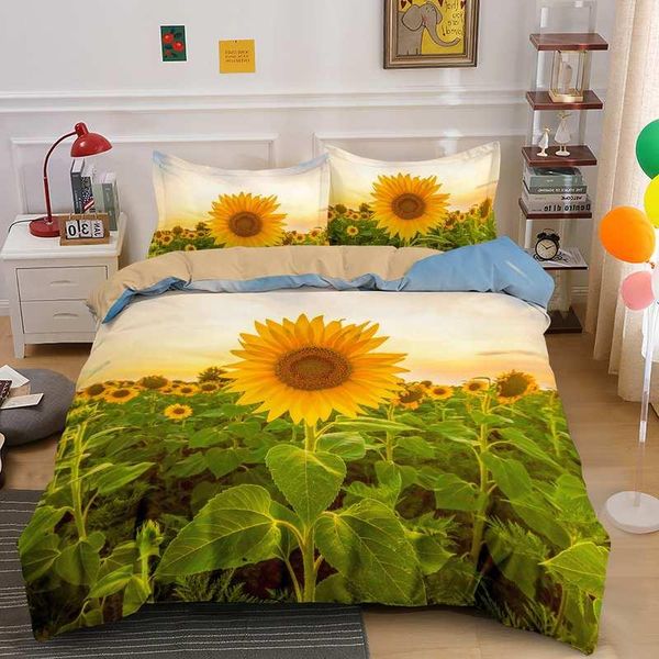 

sun flowers 2/3pcs  king size luxury bedding set with pillowcase drop sets