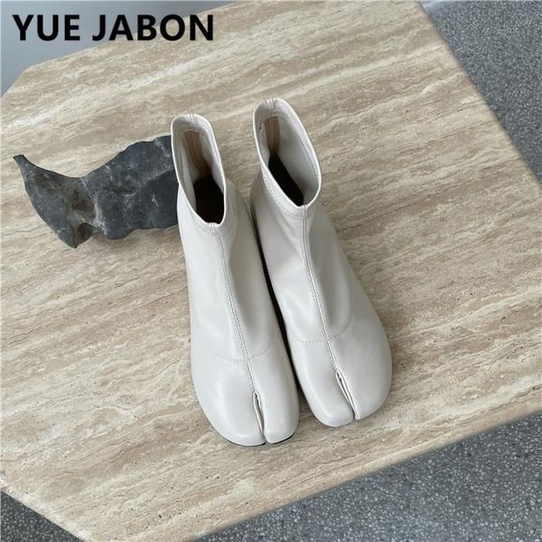 

boots autumn lady split toe ankle leather ninja tabi pu round short heel white black high heels ladies