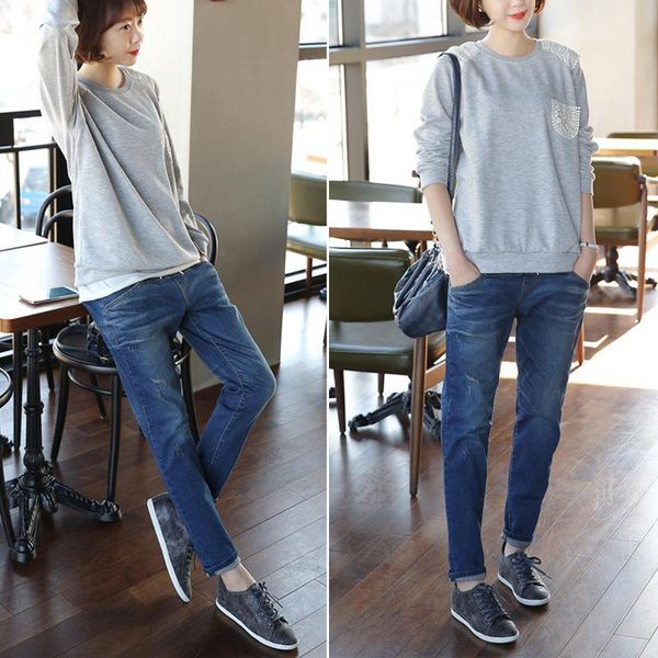 

women's jeans woman high waist plus size fat mm-130kg stretch denim harem pants women 2021, Blue