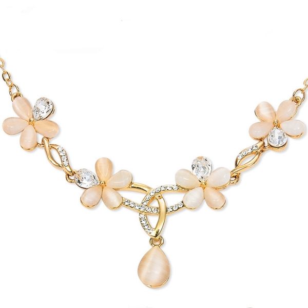 

new korean fashion opal fresh flower necklace high-end jewelry customized, Black