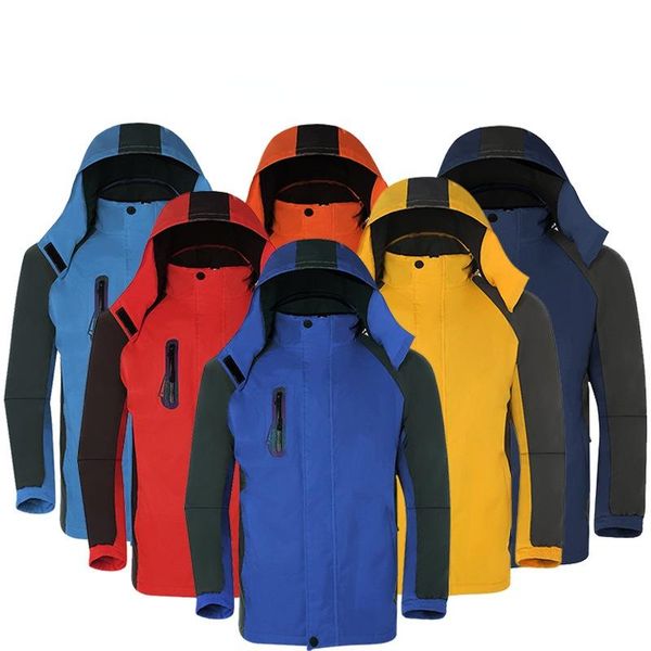 

men's jackets henchiry autumn winter stormsuit work clothes outdoor sports mountaineering and women's plush hiking jacket, Black;brown