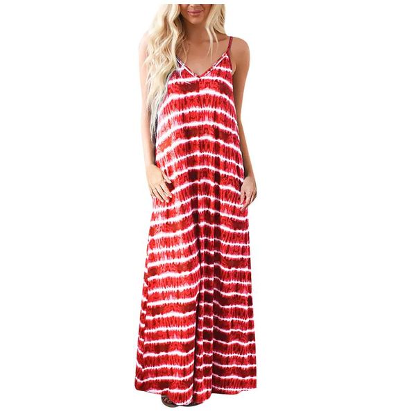 

casual dresses gradient striped woman dress v-neck sling patchwork sleeveless mid vestidos largos verano women robe femme, Black;gray