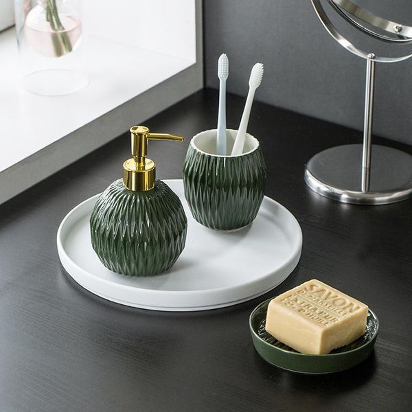 

bath accessory set creative simple ball home el bathroom wash storage decoration embossed line high-end soap bottle dish cupwf