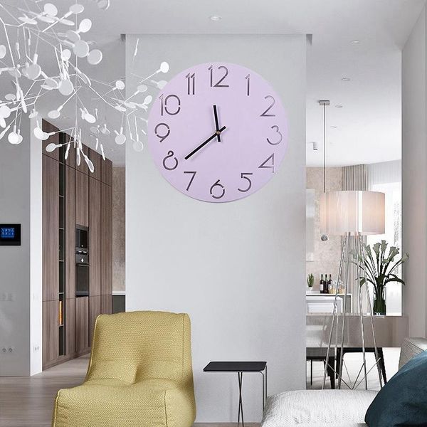 

wall clocks creative hanging clock living room simple modern home round cool bedroom mute pastoral solid wood watch 30cm