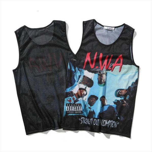 

men summer mesh tank funny 3d rap music print sleeveless shirt vest hip hop gyms brand clothing, White;black