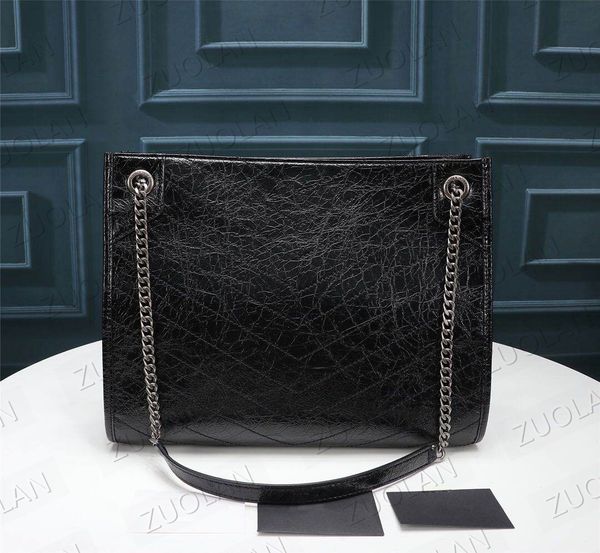 

577999 33cm niki medium shopping bag crinkled vintage calfskin made of corrugated oil and wax leather shoulder bag black wrinkled smooth wax