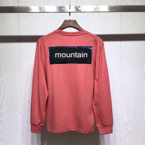 

mens polo long sleeve classic t shirts mountain print couple crew neck hip hop casual fashion spring tee asian size, White;black