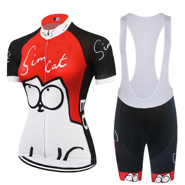 

2021 women's cycling summer jersey suit and bib set or long sleeve top, Black;red