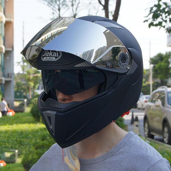 

motorcycle helmets jiekai helmet flip up double lens safety dot ece moto motorbike with lnner sun visor