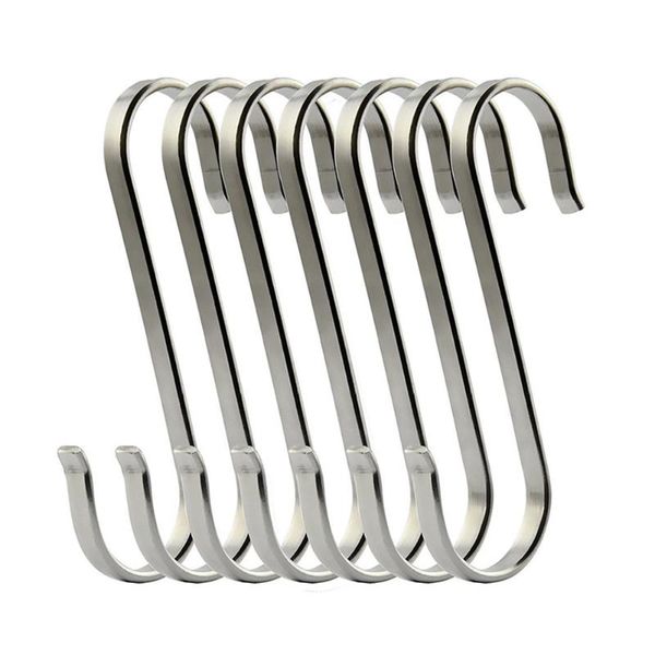 

hooks & rails 6pcs hanging rack towel holder practical sturdy s shape hook storage for clothes stainless steel kitchen bathroom rustproof
