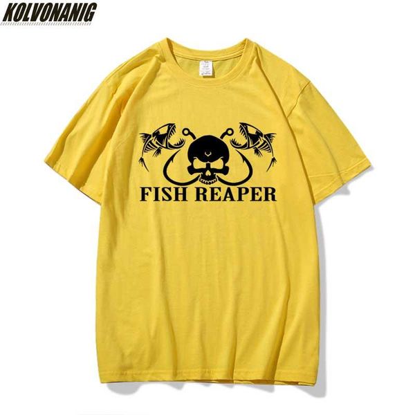 

men's t-shirts fish reaper skull hooks hunting catfish graphic oversized summer homme fisherman anime clothes tee shirt bones, White;black