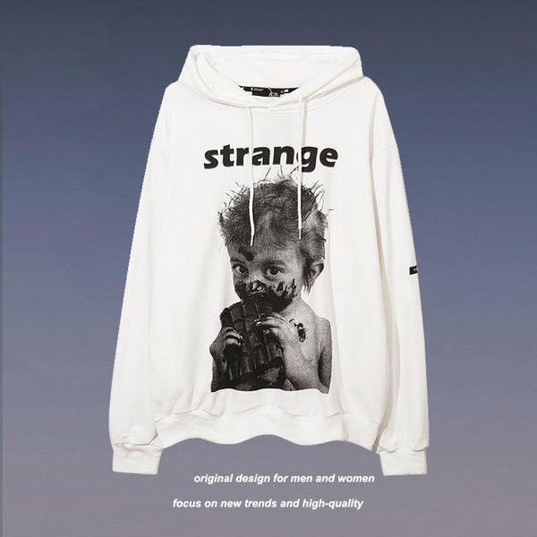 

men's hoodies & sweatshirts high street style hoodie men stranger kids print fall/winter pullover harajuku loose cotton fashion couple, Black