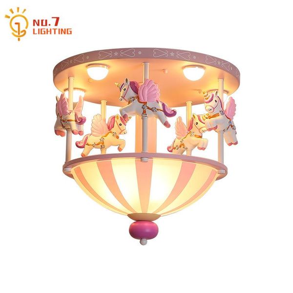 Plafoniere Nordic Ins Cartone animato Circolare Lampada da giostra Atmosfera Lampade a led calde Decorazioni per la casa Bambini / Ragazzi / Ragazze / Stanza delle principesse