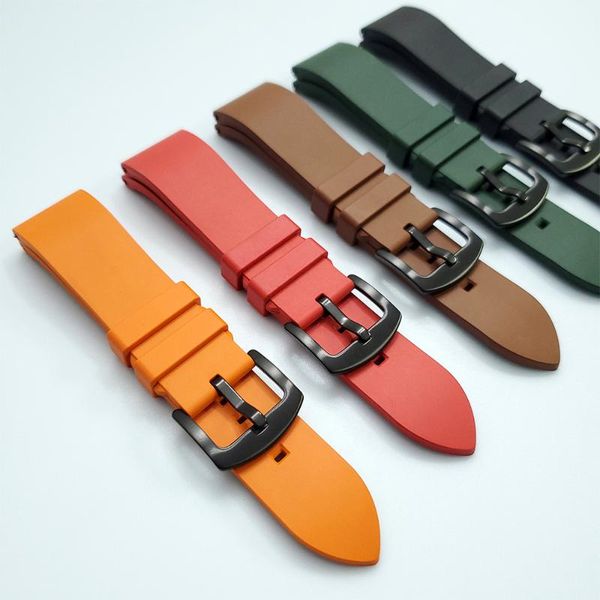 

watch bands fluorine rubber strap for ticwatch pro 2021/pro 3 watchband bracelet gtx/s2/e2 silicone band straps, Black;brown