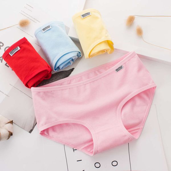 

pure cotton low waist candy color briefs, Black;pink