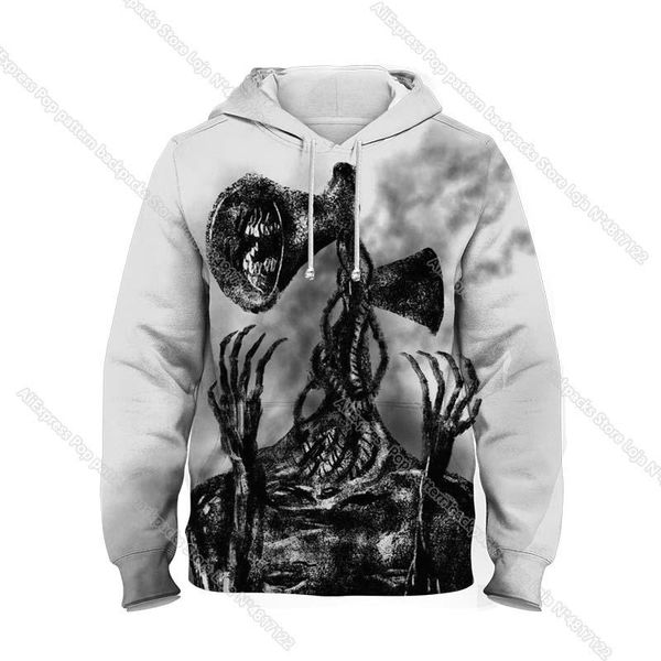 

men's hoodies & sweatshirts children's siren head 3d printing hoodie boy girl cartoon anime pullover street spring and autumn casu, Black