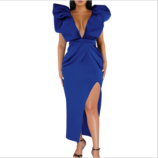 

casual dresses ruffles elegant solid maxi dress evening midi night club party vestidos summer 2021, Black;gray