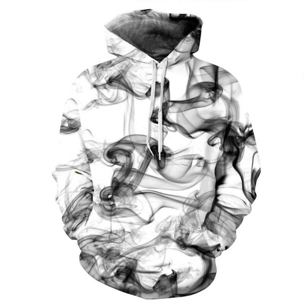 

men's hoodies & sweatshirts 2021 fashion men/women 3d print watercolor dreamy smoke lines thin style autumn winter hooded, Black