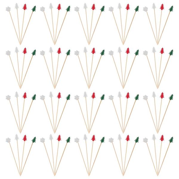 

forks 100pcs bamboo christmas fruit picks snowflake xmas tree cocktail sticks