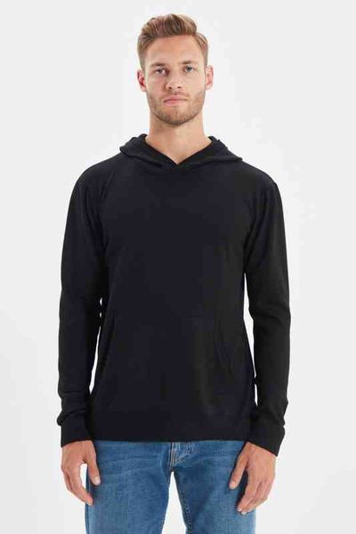 

trendyol men 's regular fit hooded sweater tmnaw22kz0778, White;black