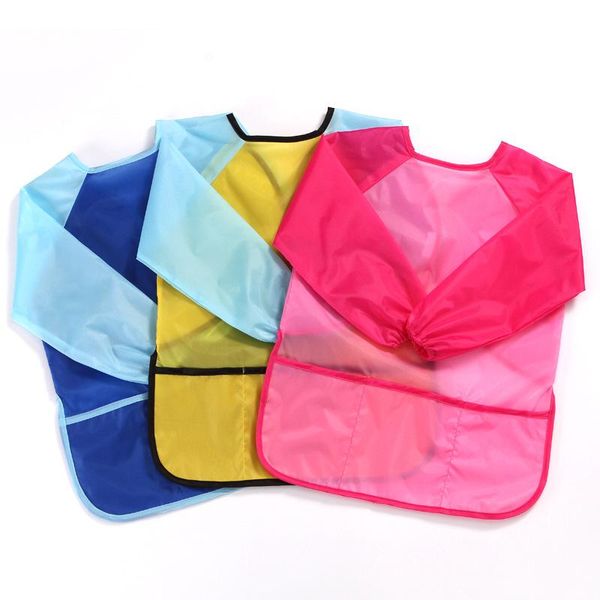 

kids waterproof art craft apron smock for children diy painting drawing baking eating aprons pockets paint brush tools bibs & burp cloths