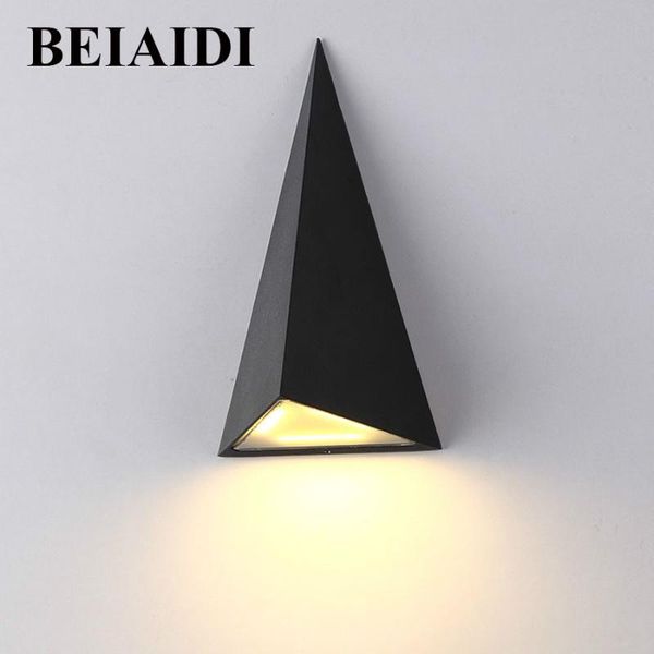 

wall lamp beiaidi ip65 waterproof 9w aluminum triangle led outdoor garden balcony aisle porch patio sconce lamps ac85-265v