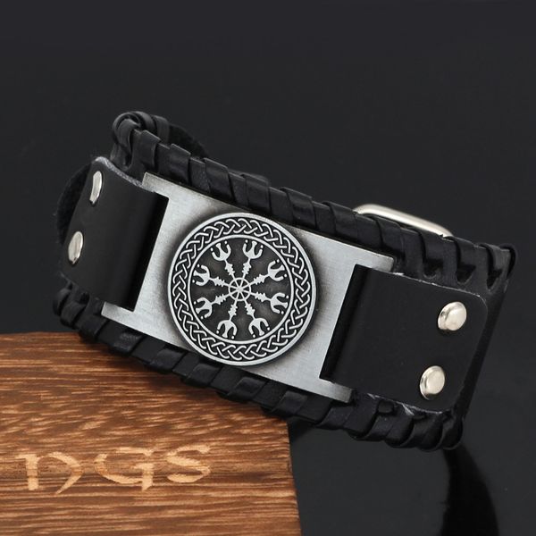 

viking snowflake luna bracelet men's jewelry nordic cowhide bracelet, Silver